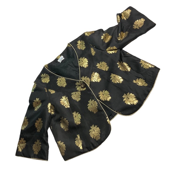 Sera B 100% Silk Oriental style Embossed cropped Blazer vintage made in USA - Picture 15 of 16